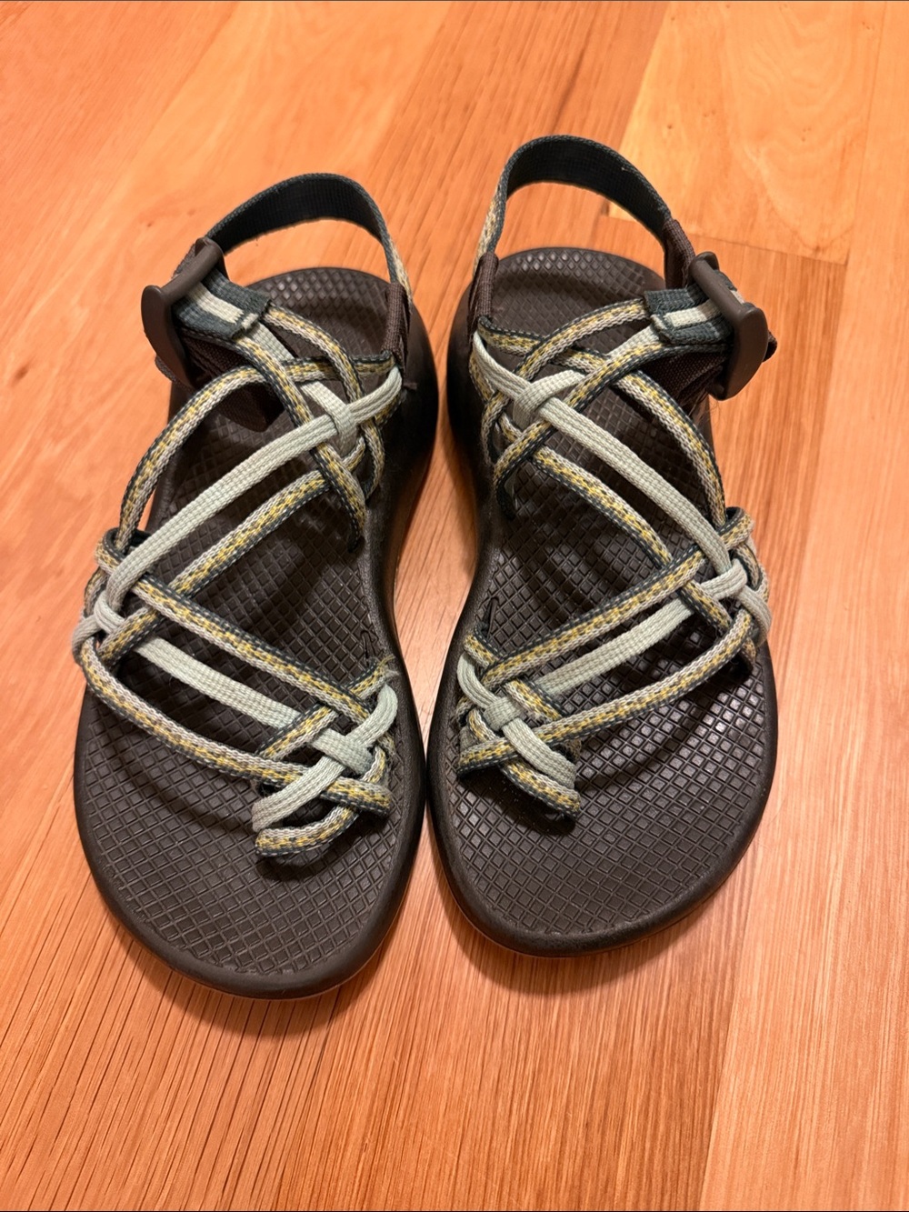 Chaco Vibram Women's Braided Outdoor Sandals in Black and Light Green